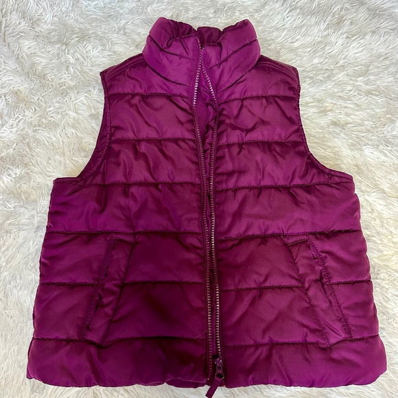 The Children's Place Other - Girls Maroon Puffer Vest (Size: L 10/12) - The Children's Place